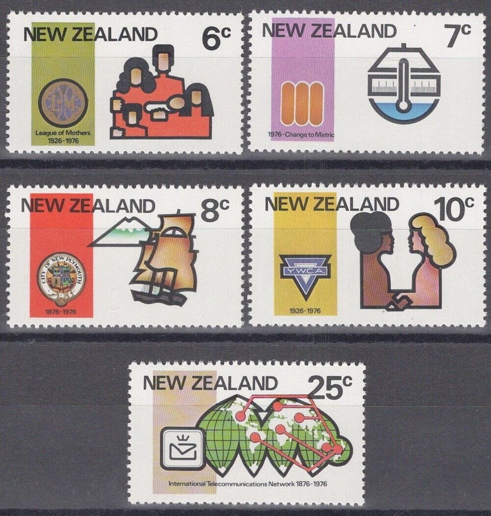 New Zealand 593-597 MNH League of Mothers Telecommunications