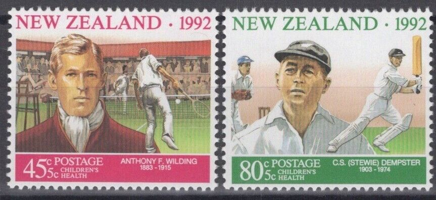 New Zealand B141-B142 MNH Semi-Postal Tennis Player Cricket Player Sports