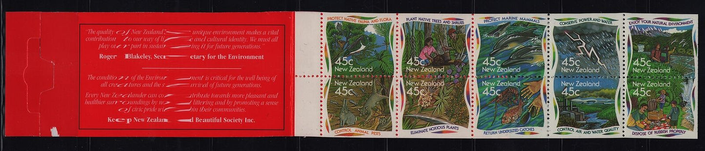 New Zealand 1268a MNH Booklet Pane Flora Fauna Environment