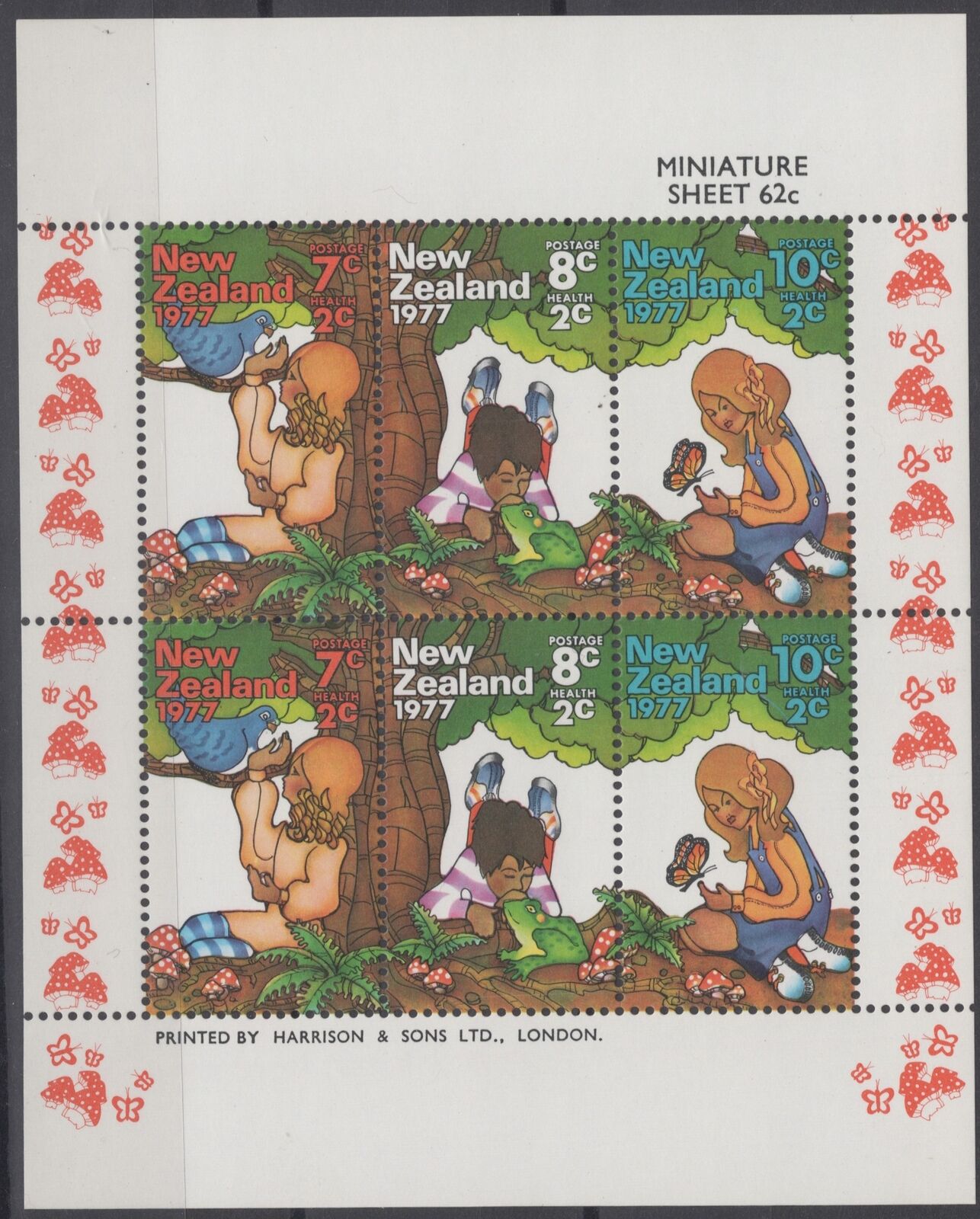 New Zealand B100a MNH Children Insects Butterflies Birds Frogs Nature