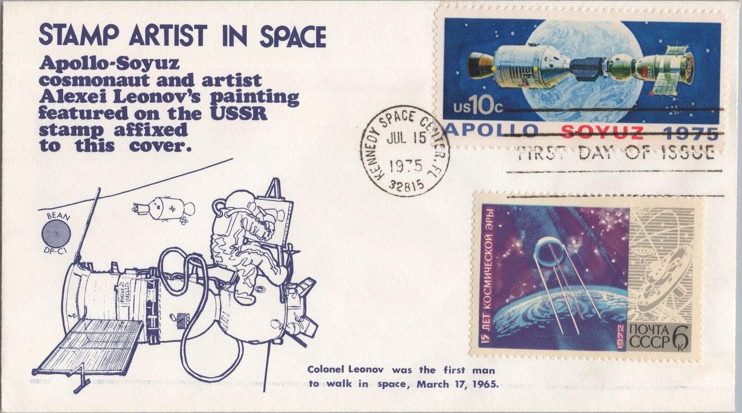 US 1569 Russia 4007 FDC Bean DP-Ci cachet Apollo-Soyuz Artist 061922SM06