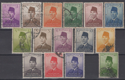 Indonesia 387-400 Used 40r left corner clipped  Pres. Sukarno