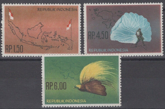 Indonesia 597-599 MH Map Bird of Paradise