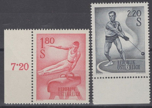 Austria 648A, 648C MNH Sports Gymnast Hammer Thrower