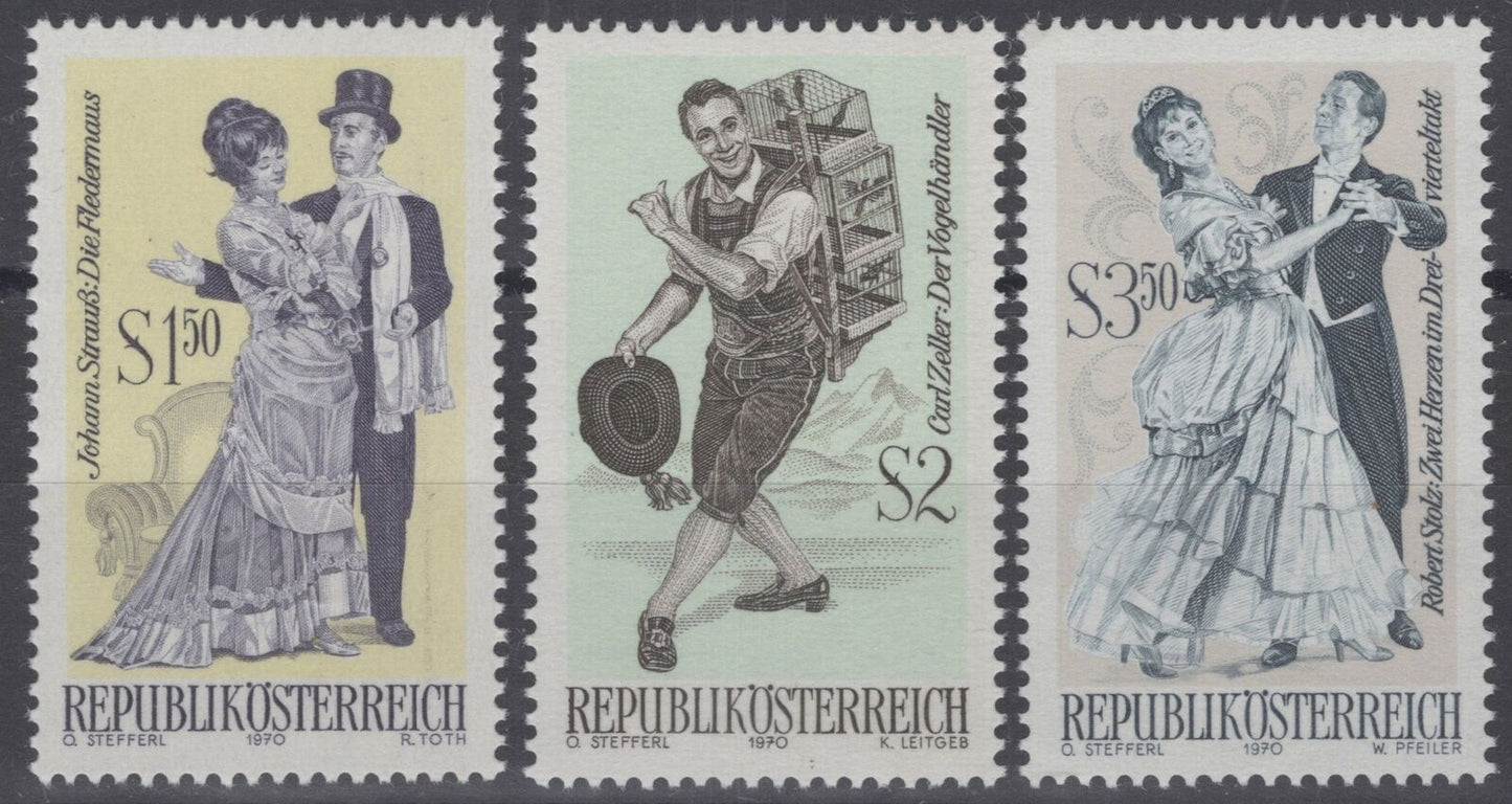 Austria 872, 874, 876 MNH Operettas Entertainment