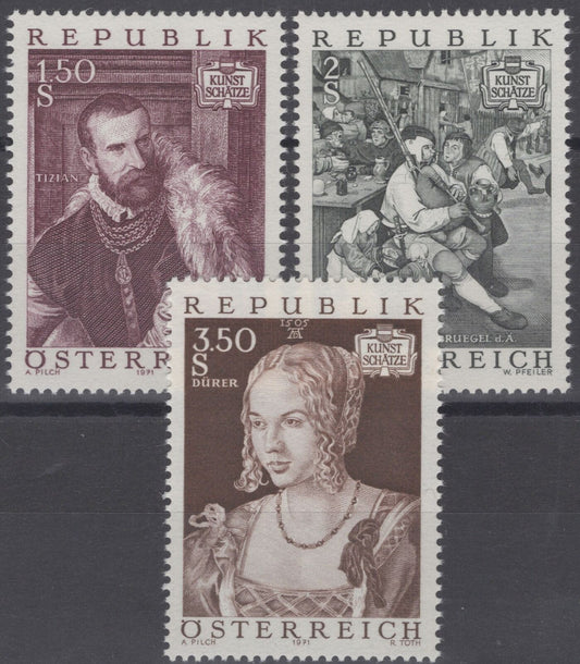 Austria 894-896 MNH Paintings Durer Peter Brueghel the Elder