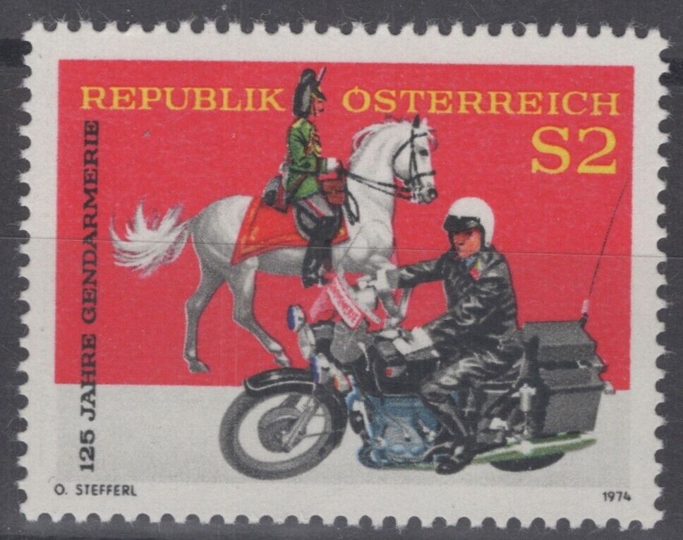 Austria 993 MNH  Austrian Gendarmery Horse Motorcycle