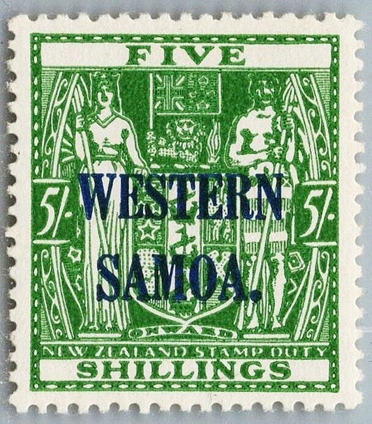 Western Samoa 176 MNH 5sh green overprint on New Zealand XF 071422S91