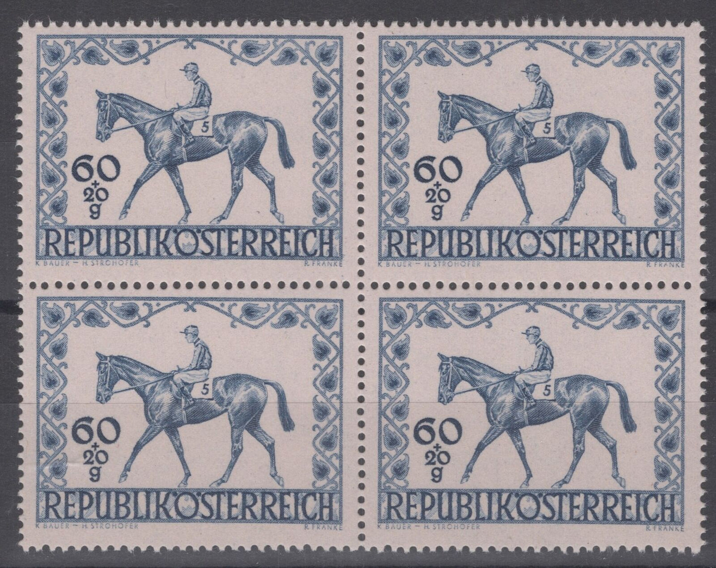 Austria B207 MNH Semi-Postal Block Horse Jockey Sports