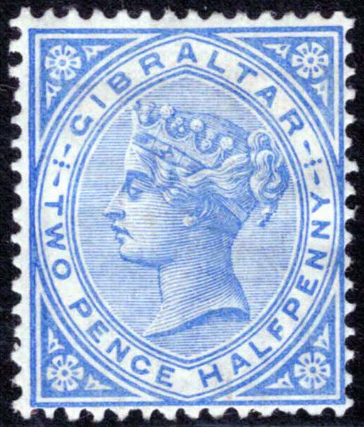 Gibraltar 14a MH VF 2 1/2 p ultramarine Victoria 122621S28