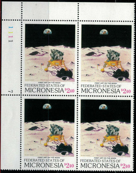 1989 Micronesia 82 MNH plate block - Moon Landing Apollo Space