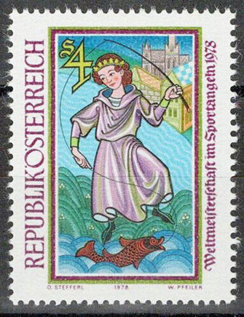 Austria 1089 MNH Emperor Fishing 072622S22