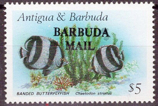 Barbuda 865 MNH Banded Butterfly Fish  WWF from SS ZAYIX 072622X034