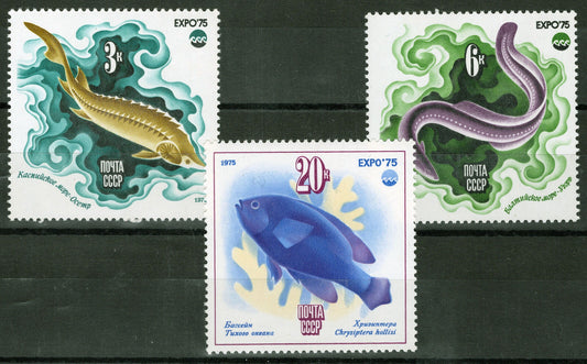 Russia 4343//4348 MNH Fish only (3) Expo '75 072822S68M