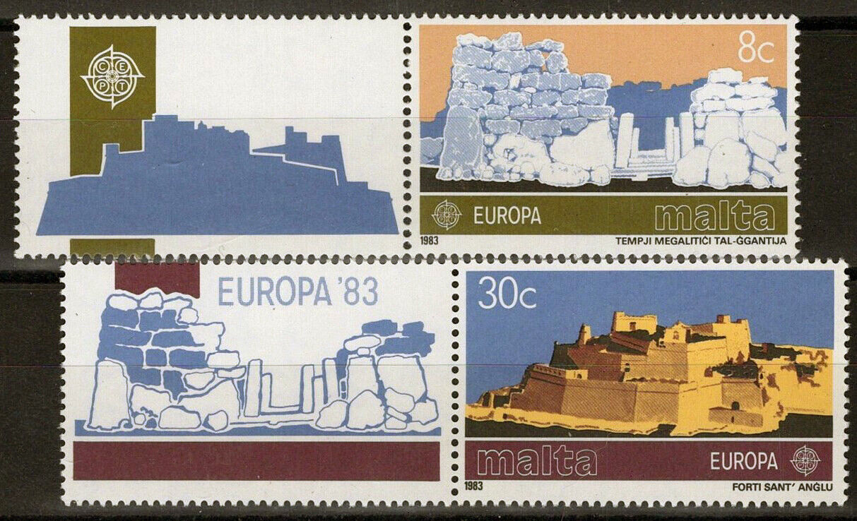 Malta 627, 628 MNH Megalithic Temples ArchaeologyZayix 080122S11