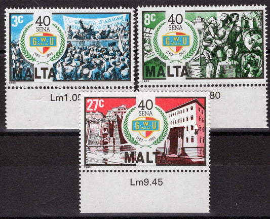 Malta 634-636 MNH General Workers' Union CareersZayix 080122S14