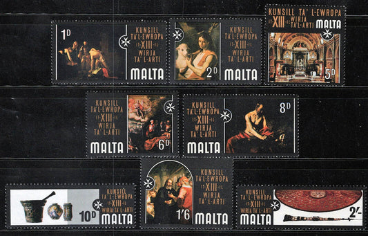 Malta 409-416 MNH Art Exhibition Paintings Sacred Vestments Zayix 080122S66M