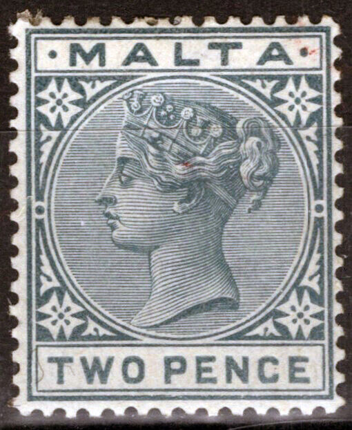 Malta 10 MHR 2p gray Queen Victoria RoyaltyZayix 080522S06