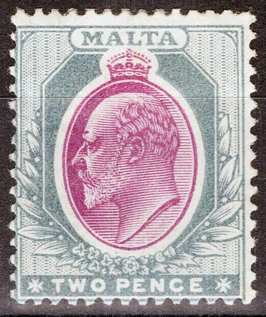 Malta 23 MH 2p gray & red vio King Edward VII Royalty Zayix 080522S17