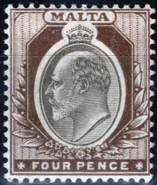 Malta 26 MLH 4p brown & blk King Edward VII Royalty Zayix 080522S19