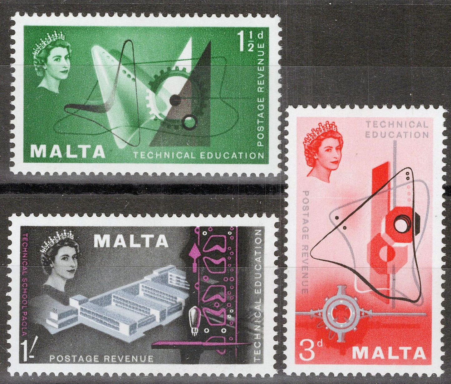 Malta 266-268 MH Symbols of Industry Chemistry Technical SchoolZayix 080522S32