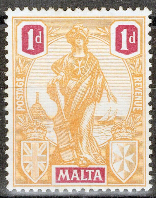 Malta 100 MH 1p buff & plum Malta Statue Zayix 080522S24