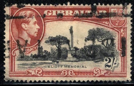 Gibraltar 115a used perf. 14 George VI 2s Eliott Memorial 010922S01