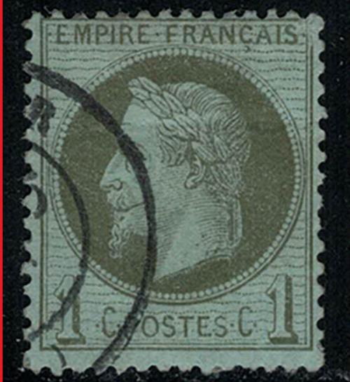 France 29 used Napoleon III 1c bronze green on pale blue 081922S13