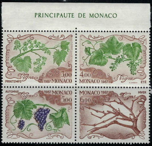 Monaco 1579a-d MNH block from SS Grape Vines Fruit 082422SM04M