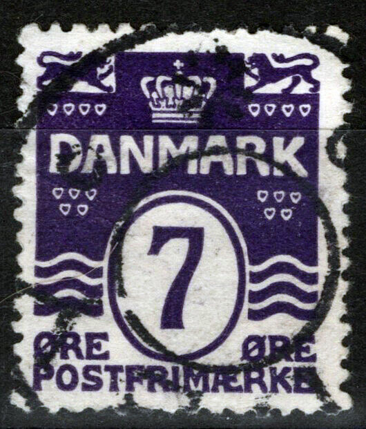 Denmark 92 Used 7o dk violet Danish Islands Wavy Lines 083022S10