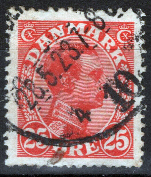 Denmark 108 Used 25o red Royalty King Christian X 083022S12