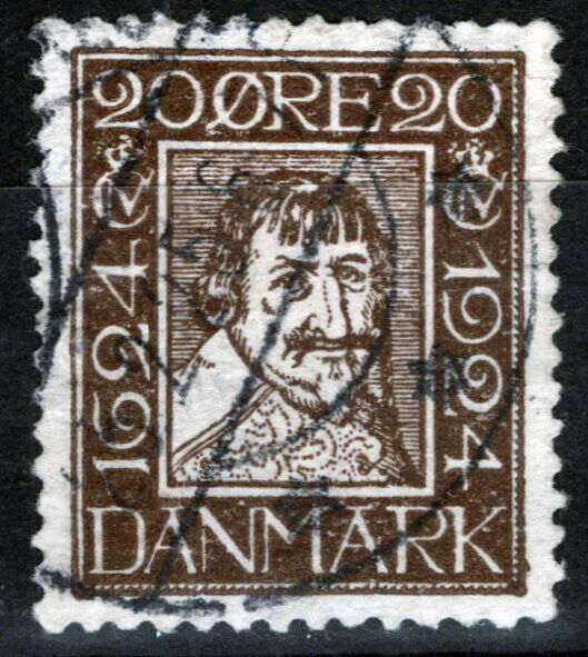 Denmark 174 Used 20o dark brown Royalty Christian IV 083022S19