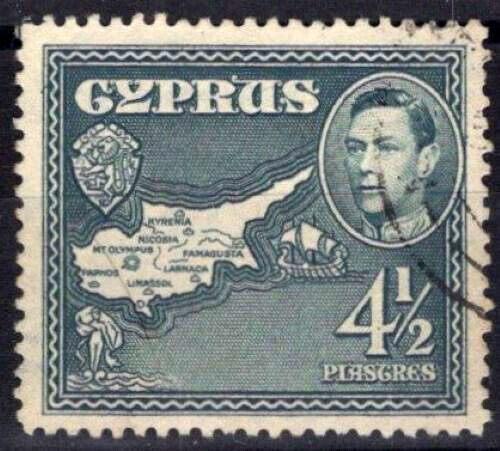 Cyprus 149 Used 4 1/2pi gray Map of Cyprus 083022S115