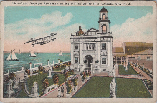 ZAYIX Postcard Capt Young's Residence Biplane Sailboat Million $ Pier 090222PC45