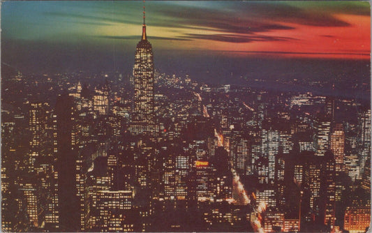 ZAYIX Postcard New York City Looking South by Night 090222PC91