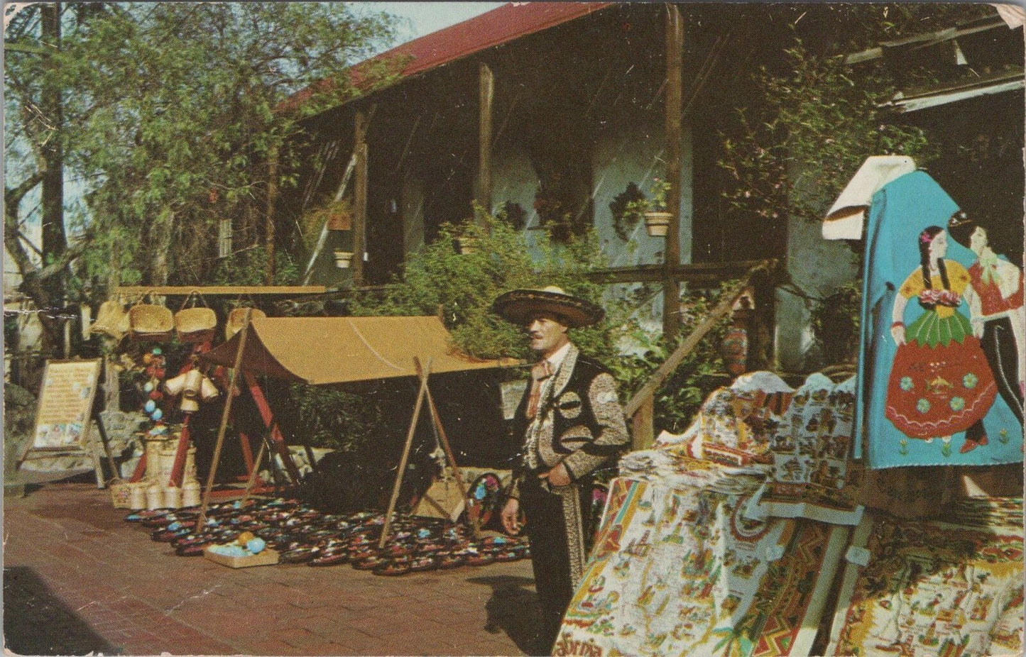 ZAYIX Postcard Mexican Merchant Avila Adobe Olivera St Los Angeles 090222PC84