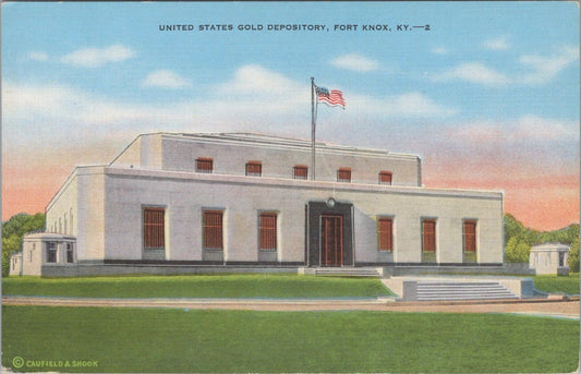 ZAYIX Postcard Fort Knox Kentucky Gold Depository Linen Unposted 090222PC17