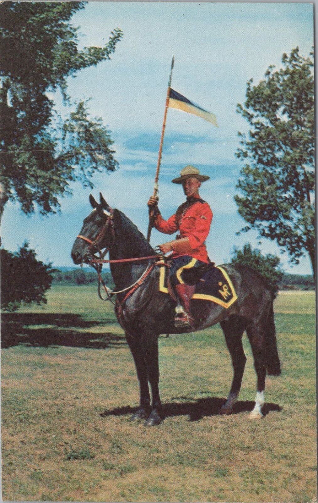 ZAYIX Postcard Royal Canadian Mounted Police Mounties with Flag 090222PC36