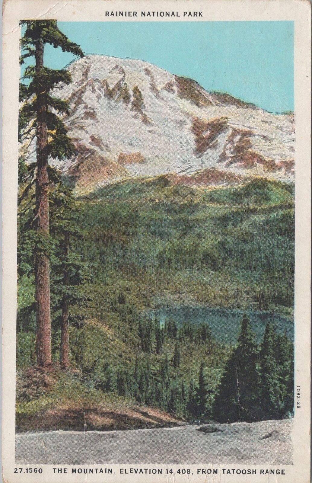 ZAYIX Postcard 1936 Rannier National Park Mountain Elevation 14,408 090222PC56