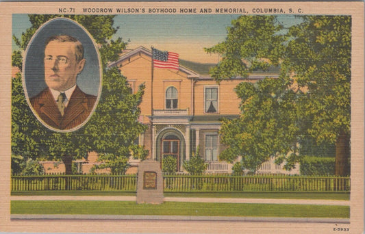 ZAYIX Postcard President Woodrow Wilson Boyhood Home Columbia SC 090222PC18