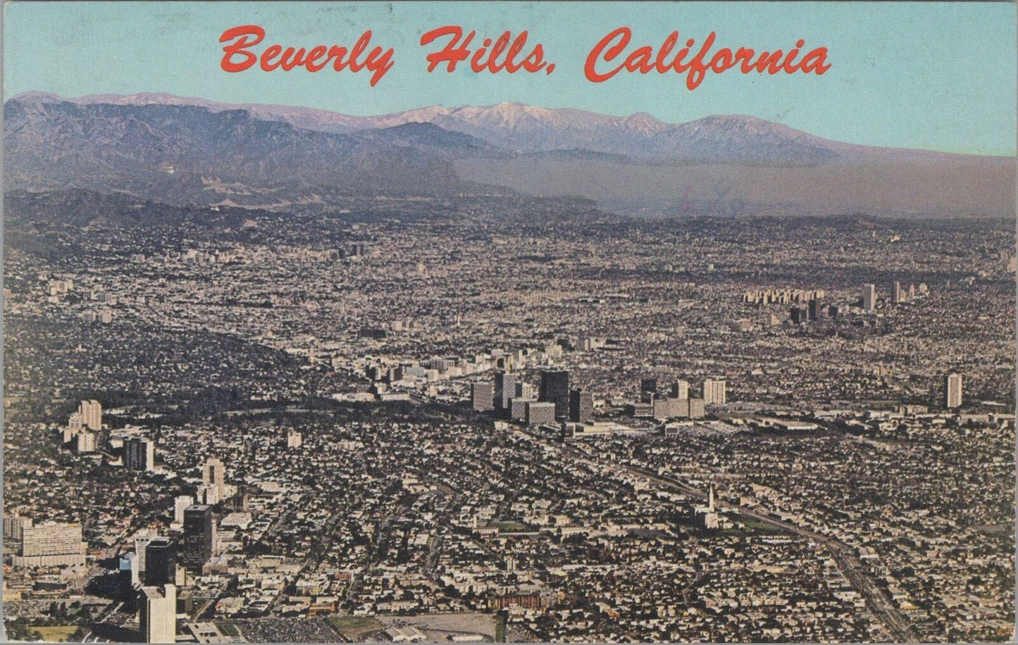 ZAYIX Postcard Beverly Hills California Aerial View West Mountains 083022PC73