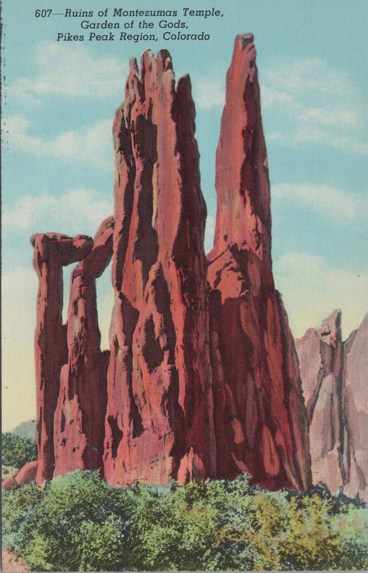 ZAYIX Postcard Montezuma's Temple Garden of the Gods Pikes Peak Co 083022PC39