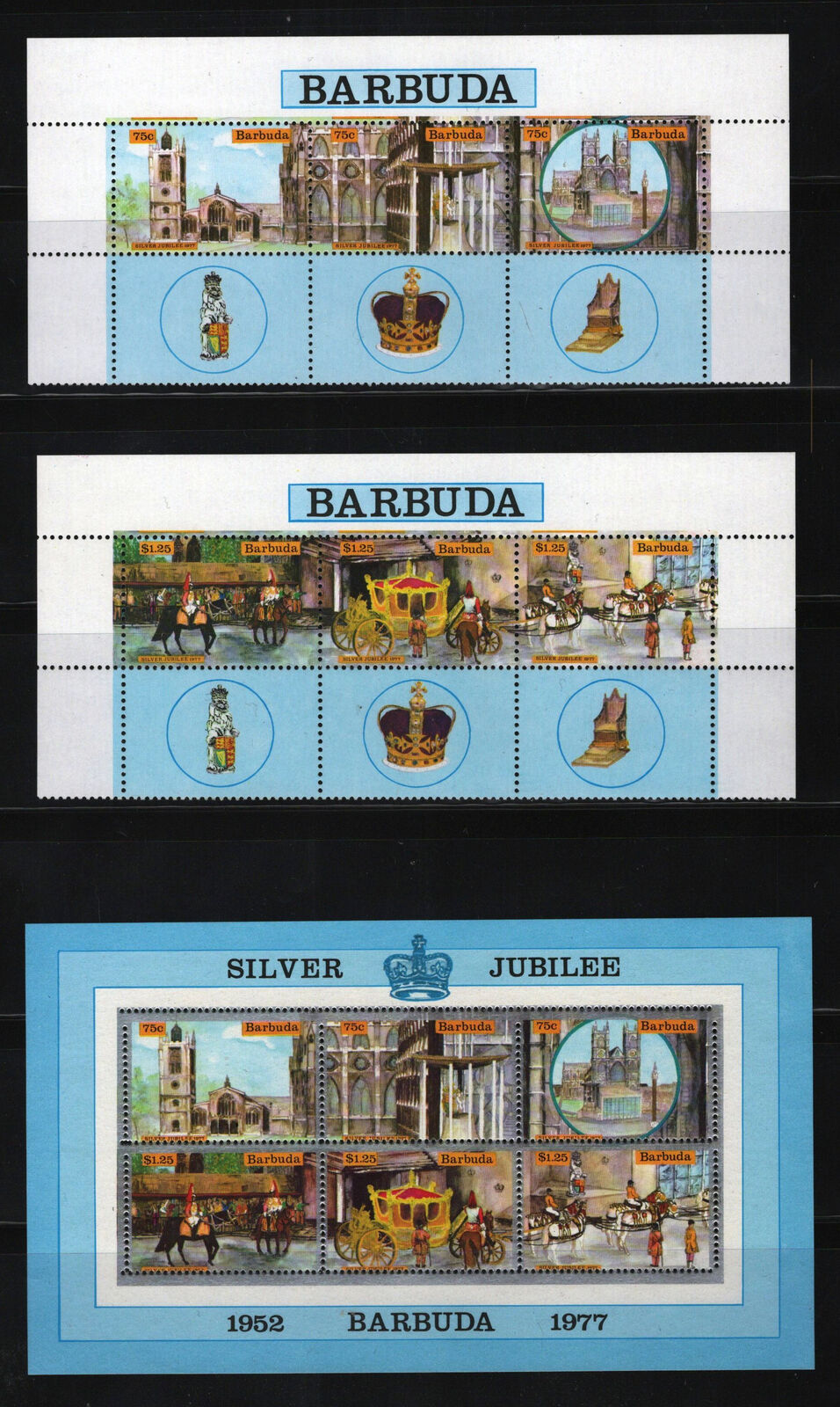 Barbuda 563-565 MNH Silver Jubilee Queen Elizabeth II Royalty ZAYIX 070922SM65