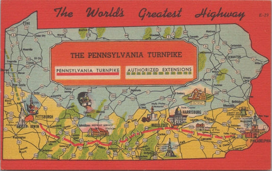 ZAYIX Postcard Pennsylvania Turnpike World's Greatest Highway 083022PC42