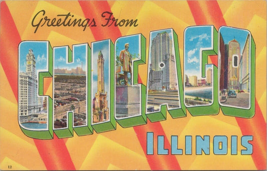 ZAYIX Postcard Greetings Chicago Illinois Cameo Greetings Cards 083022PC32