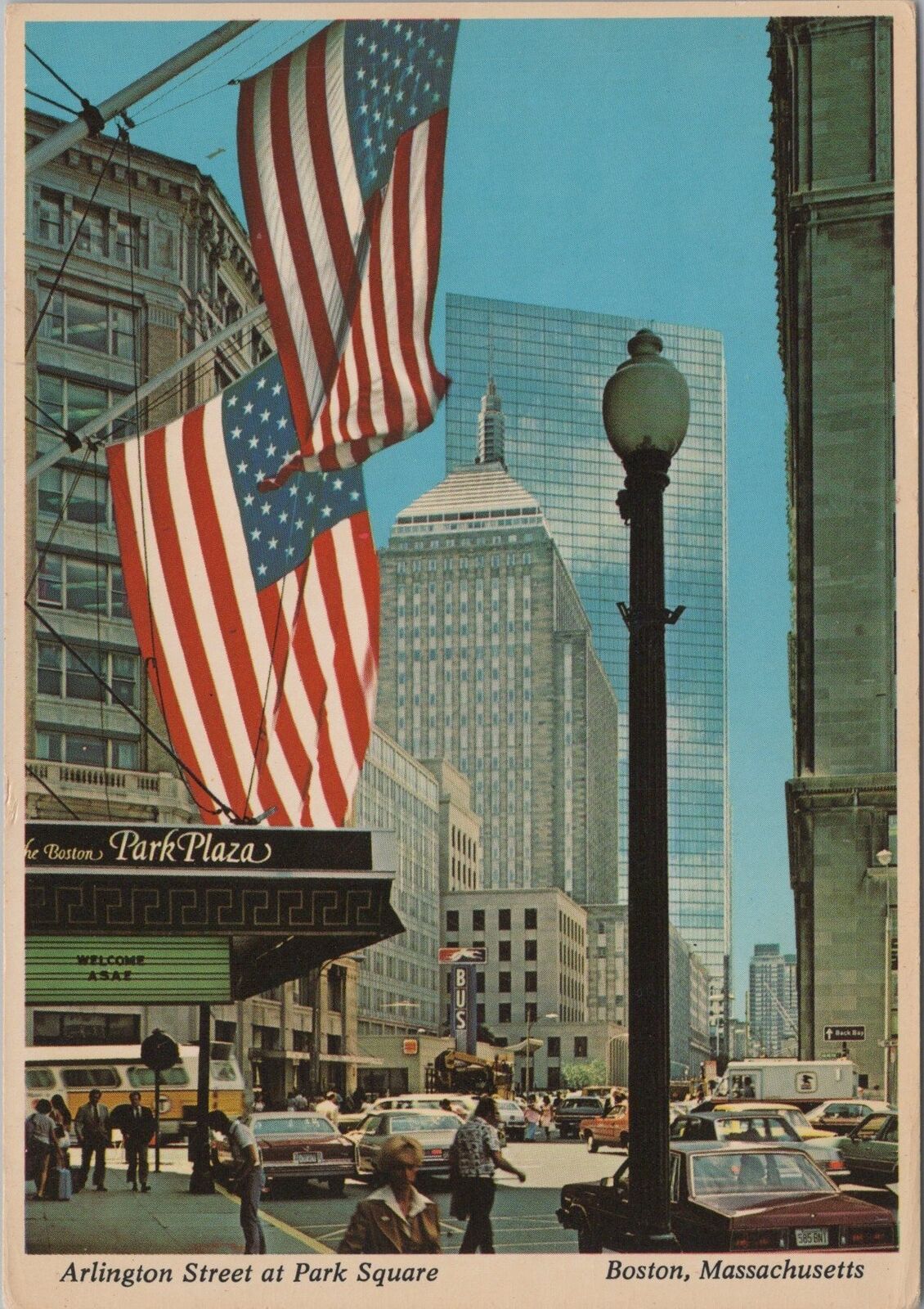 ZAYIX Postcard Patriotic Arlington Street Park Square Boston Hotels 083022PC07