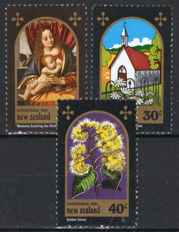 New Zealand 736-738 MNH Christmas St. John's Church Flowers 092022S36