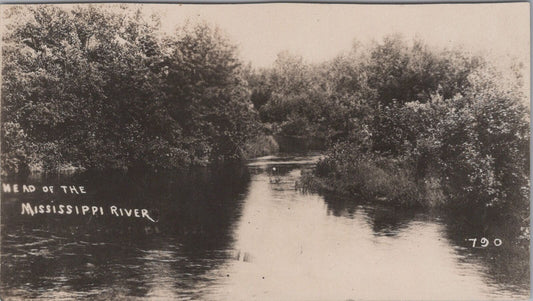 ZAYIX Real Photo Postcard HEAD OF THE MISSISSIPPI RIVER MINNESOTA LAKE ITASCA