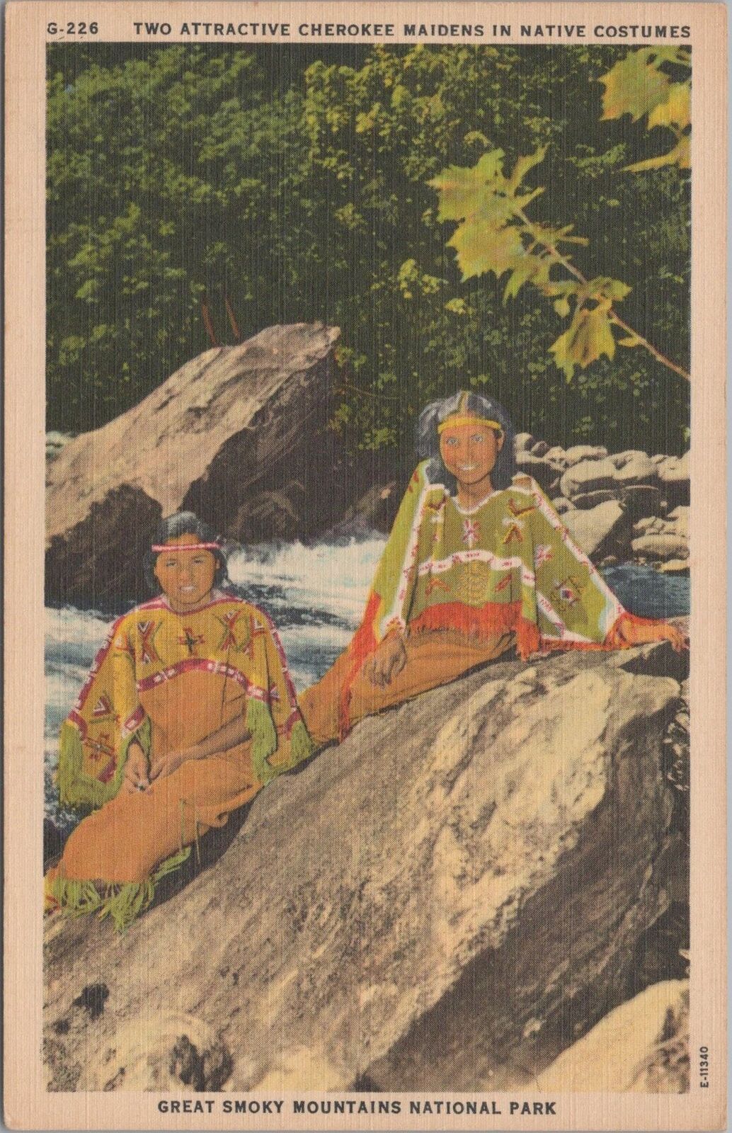 ZAYIX Postcard Two Attractive Cherokee Maidens Smoky Mountains NP 090222PC147