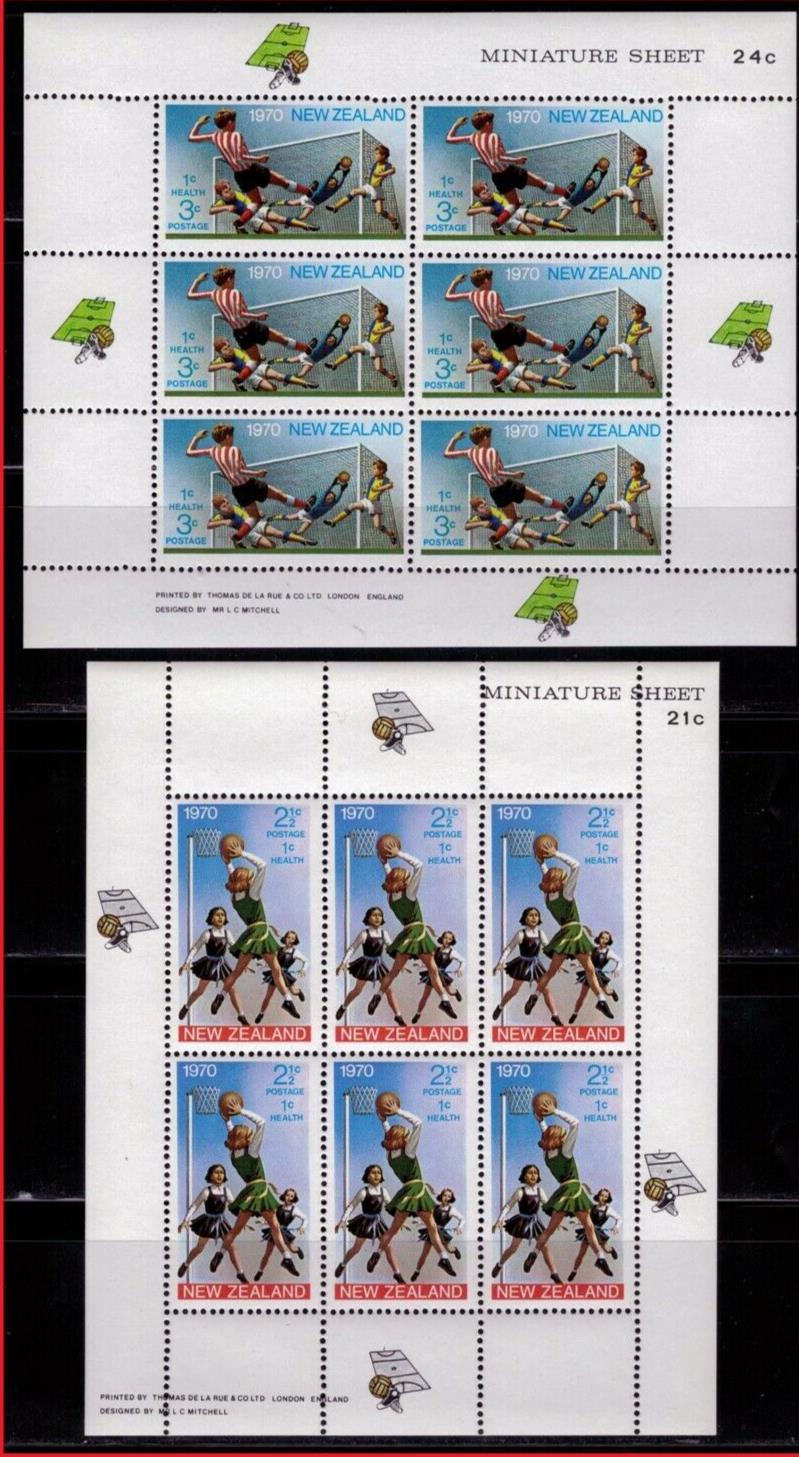 New Zealand B80a-B81a MNH Soccer & Basketball miniature sheets